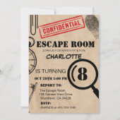 Vintage Escape Room Mystery Geburtstagsparty Einladung (Vorderseite)