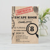 Vintage Escape Room Mystery Geburtstagsparty Einladung (Stehend Vorderseite)