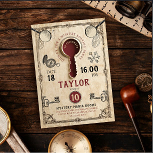 Vintage Escape Room Mystery Solving Detective Schl Einladung