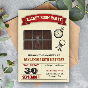 Vintage-Escape-Room-Party-Geburtstagseinladung Einladung