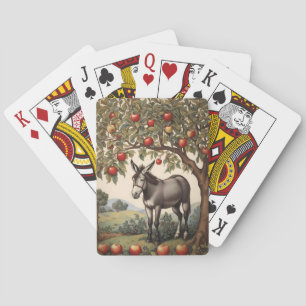 Vintage Esel unter einem Apfelbaum Spielkarten