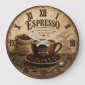 Vintage Espresso Coffee Große Wanduhr (Vorderseite)