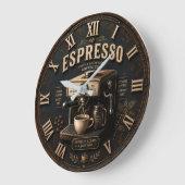 Vintage Espresso Coffee Machine Große Wanduhr (Winkel)