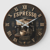 Vintage Espresso Coffee Machine Große Wanduhr (Vorderseite)