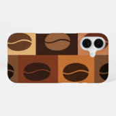 Vintage-Espresso-Körnchen-Muster iPhone 16 Hülle (Rückseite (Horizontal))