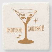 Vintage Espresso Martini im Stil der Mitte des 20. Steinuntersetzer (Vorderseite)