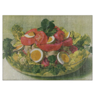 Vintage-Essen, Bio-Mischsalat Mesclun Schneidebrett