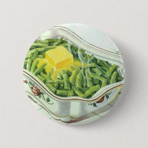 Vintage-Essen, Grüne-Bohnen-Auflauf mit Butter Button