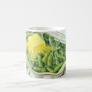 Vintage-Essen, Grüne-Bohnen-Auflauf mit Butter Kaffeetasse