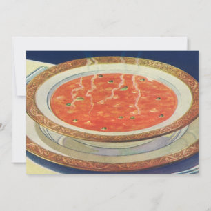 Vintage-Essen, heiße Schüssel Tomatensuppe mit Erb