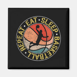 Vintage Essen Schlafen Basketball Wiederholen Retr Magnet