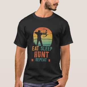 Vintage Essen Schlafen Bogenjagd Wiederholen T-Shirt