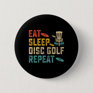 Vintage Essen Schlafen Disc Golf Wiederholen Spiel Button