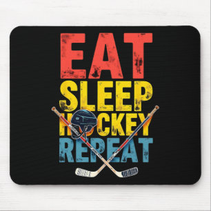 Vintage Essen Schlafen Hockey Wiederholen Hockey S Mousepad