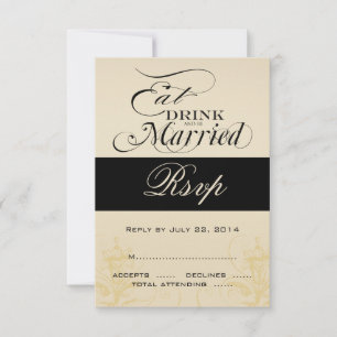 Vintage-Essen, Trinken, Hochzeit-Antwortkarten RSVP Karte