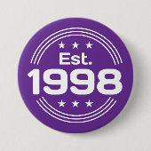 Vintage Est. 1998 Limitierte Auflage Text Button (Vorderseite)