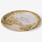 Vintage Estate Garden Birthday Pappteller (Schrägansicht)