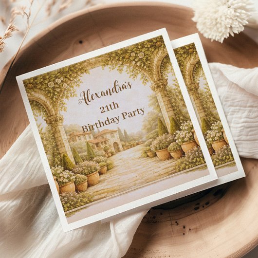 Vintage Estate Garden Birthday Serviette