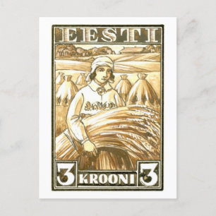 Vintage Estland-Briefmarkendesign Postkarte
