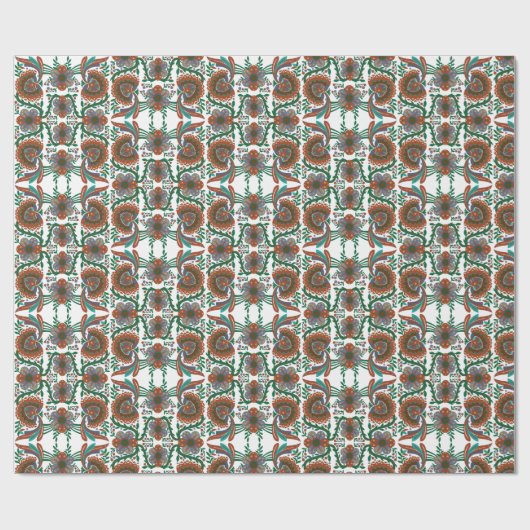 Vintage estnische Blumenkunst Geschenkpapier (Flach)