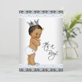 Vintage Ethnic Prince Baby Boy Dusche Einladung (Stehend Vorderseite)