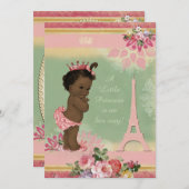 Vintage Ethnic Princess Eiffel Tower Babydusche Einladung (Vorne/Hinten)