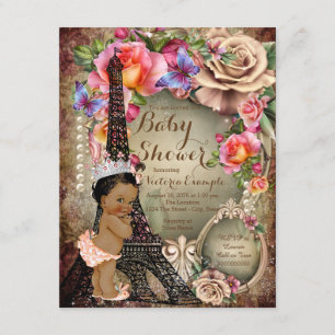 Vintage Ethnic Princess Paris Babydusche Einladung