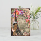 Vintage Ethnic Princess Paris Babydusche Einladung (Stehend Vorderseite)