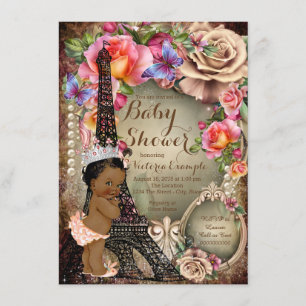 Vintage Ethnic Princess Paris Babydusche Einladung