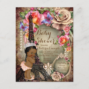 Vintage Ethnic Princess Paris Babydusche Einladung