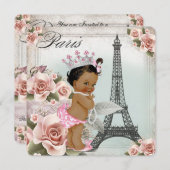 Vintage Ethnic Princess Paris Babydusche Einladung (Vorne/Hinten)