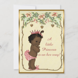 Vintage Ethnic Princess Rose & Hearts Baby Dusche Einladung