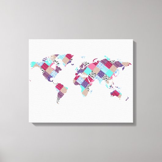 Vintage Ethnic World Map Leinwanddruck (Vorderseite)