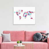 Vintage Ethnic World Map Leinwanddruck (Insitu (Wohnzimmer))