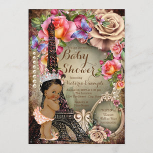 Vintage ethnische Baby-Dusche Prinzessin-Paris Einladung
