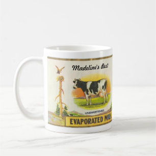 Vintage-Etikett Holstein-Kuh evaporierte Milch Kaffeetasse