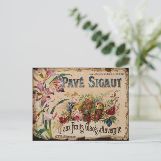 Vintage Etikett Postkarte (Stehend Vorderseite)