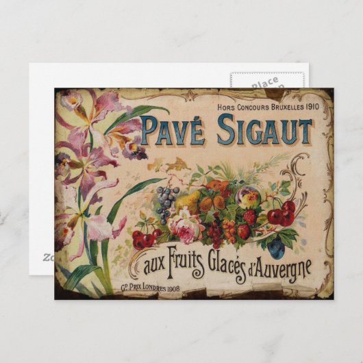 Vintage Etikett Postkarte (Vorne/Hinten)