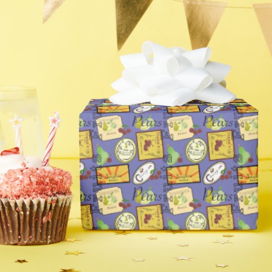 Vintage-Etiketten Orange Gelb Geschenkpapier (Geburtstagsparty)