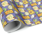 Vintage-Etiketten Orange Gelb Geschenkpapier (Rolleneckpunkt)