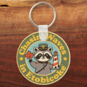 Vintage Etobicoke Lakeside Lighthouse Waves Schlüsselanhänger (Vorderseite)