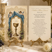 Vintage Eucharistischer Kelch Erstkommunion Gebet