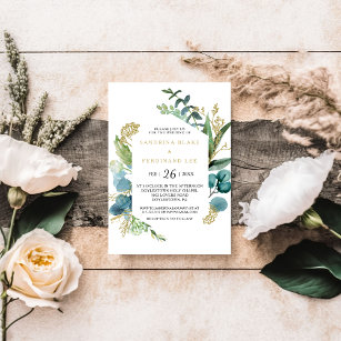 Vintage Eukalyptus-Hochzeit Einladung