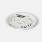 Vintage Eukalyptus-Hochzeit Pappteller (Schrägansicht)