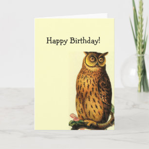 Vintage Eule, Alles Gute zum Geburtstag! Karte