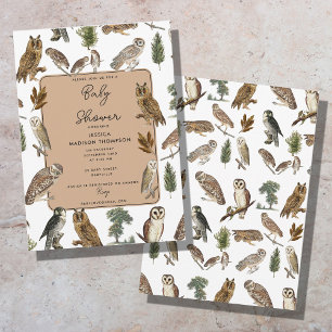 Vintage Eule Aquarell Wald Vogel Baby Shower Einladung
