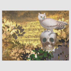Vintage Eule auf der Skull Halloween-Decoupage Seidenpapier