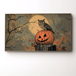 Vintage Eule auf Jack-o'-Lantern Poster