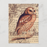 Vintage Eule Ephemera Decoupage Postcard