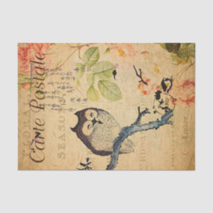 Vintage Eule Floral Blumen Französische Cartle Pos Seidenpapier